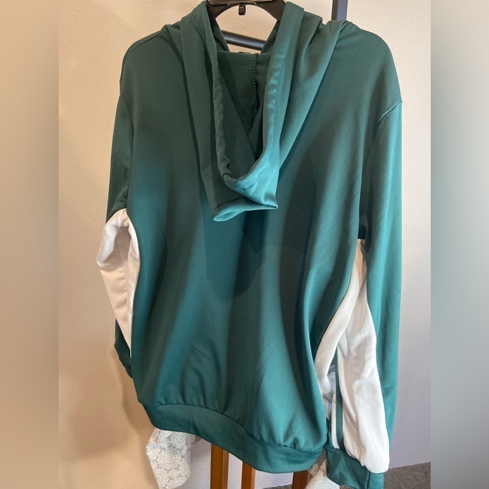 Rouge Collection~NWOT~Kelly Green/White Stripe Tracksuit~1/4 Zip~Hooded~Size 2X - Picture 14 of 16